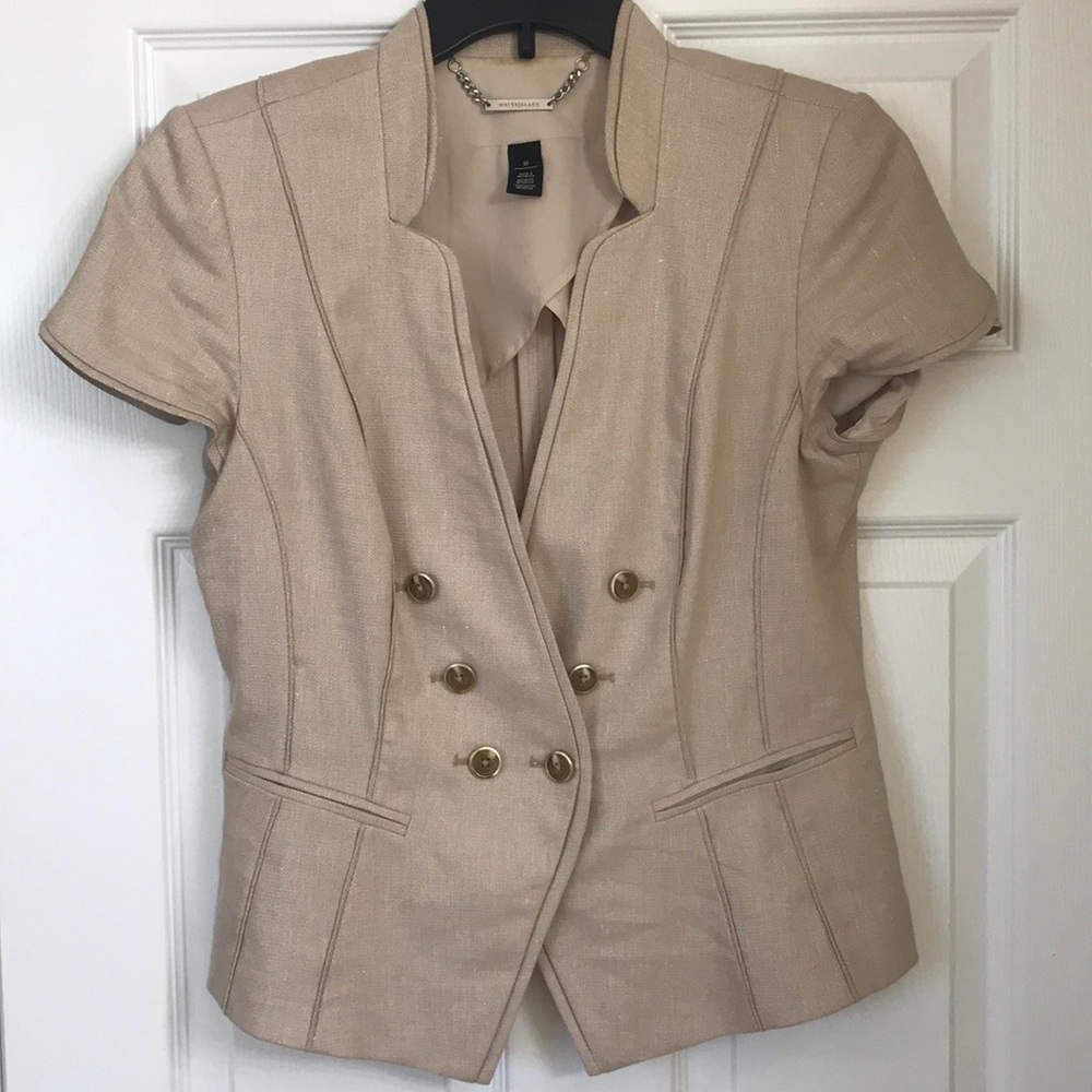 White House Black Market Tan Capped Sleeve Blazer